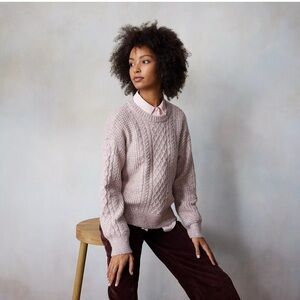 LC Lauren Conrad Women's Cable Knit Sweater - Light Pink